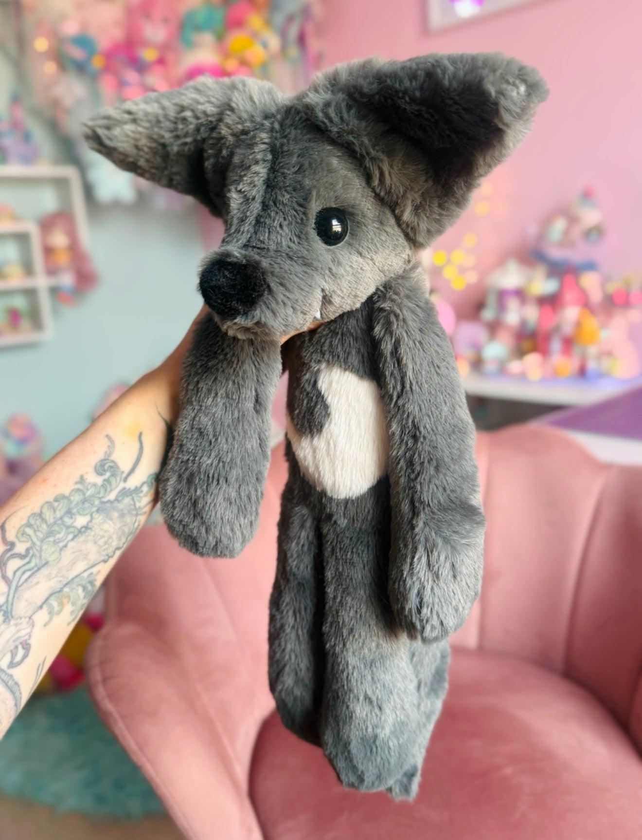 BIG GREY🌙WOLF - Handmade Luxury Weighted Plush Fluffy Fox Doll