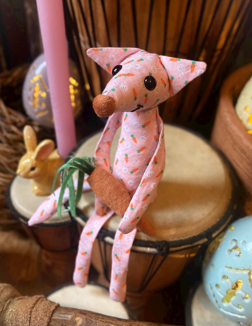 EASTER BUNNY FOX CUB - Handmade Weighted Cotton Fox Doll