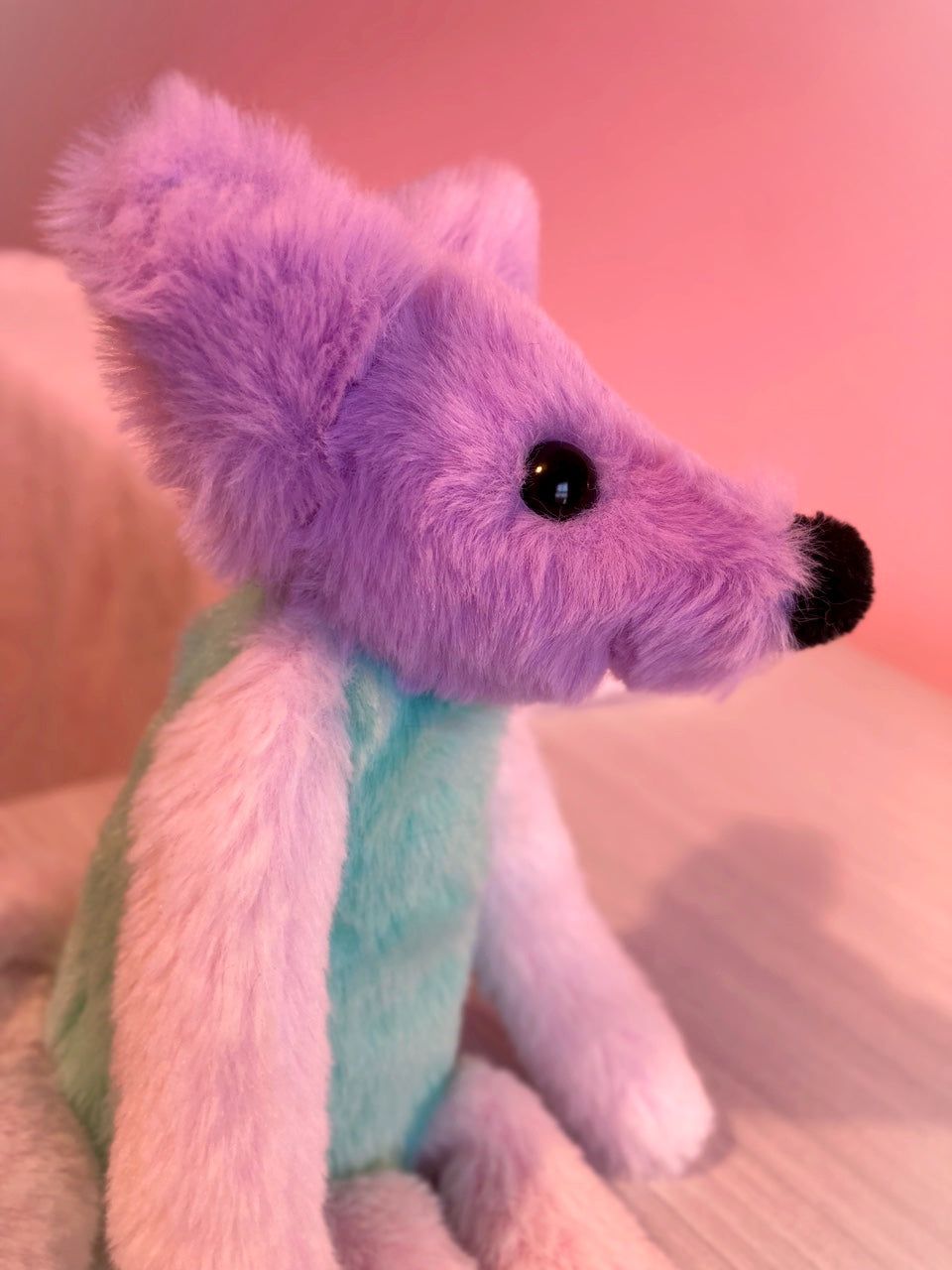 COLOUR BLOCK SORBET FOX - Handmade Luxury Weighted Plush Fluffy Fox Doll