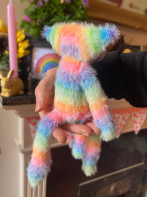 RAINBOW SHERBET FLUFFY FOX CUB (B) - Handmade Weighted Plush Fox Doll