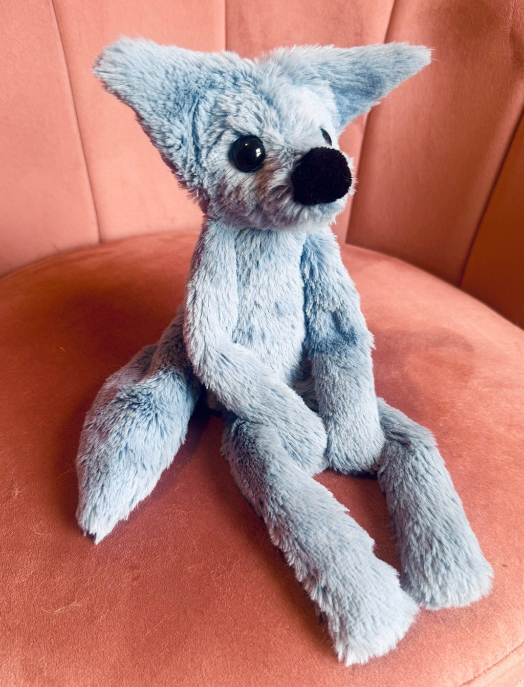 DUSKY BLUE FOX - Handmade Luxury Weighted Plush Fluffy Fox Doll