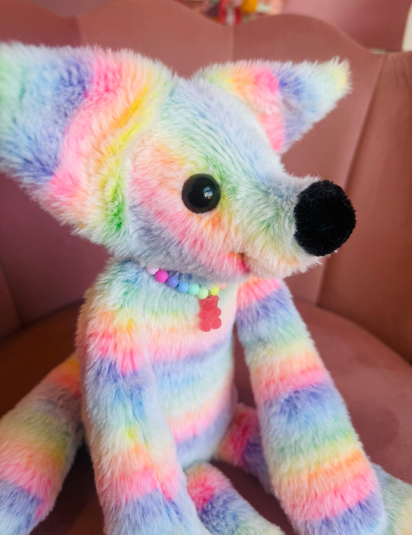 BIG RAINBOW SHERBET FOX - Handmade Luxury Weighted Fox Doll