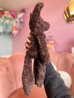LARGE CURLY CHOCOLATE FOX (B) - Handmade Luxury Weighted Plush Doll