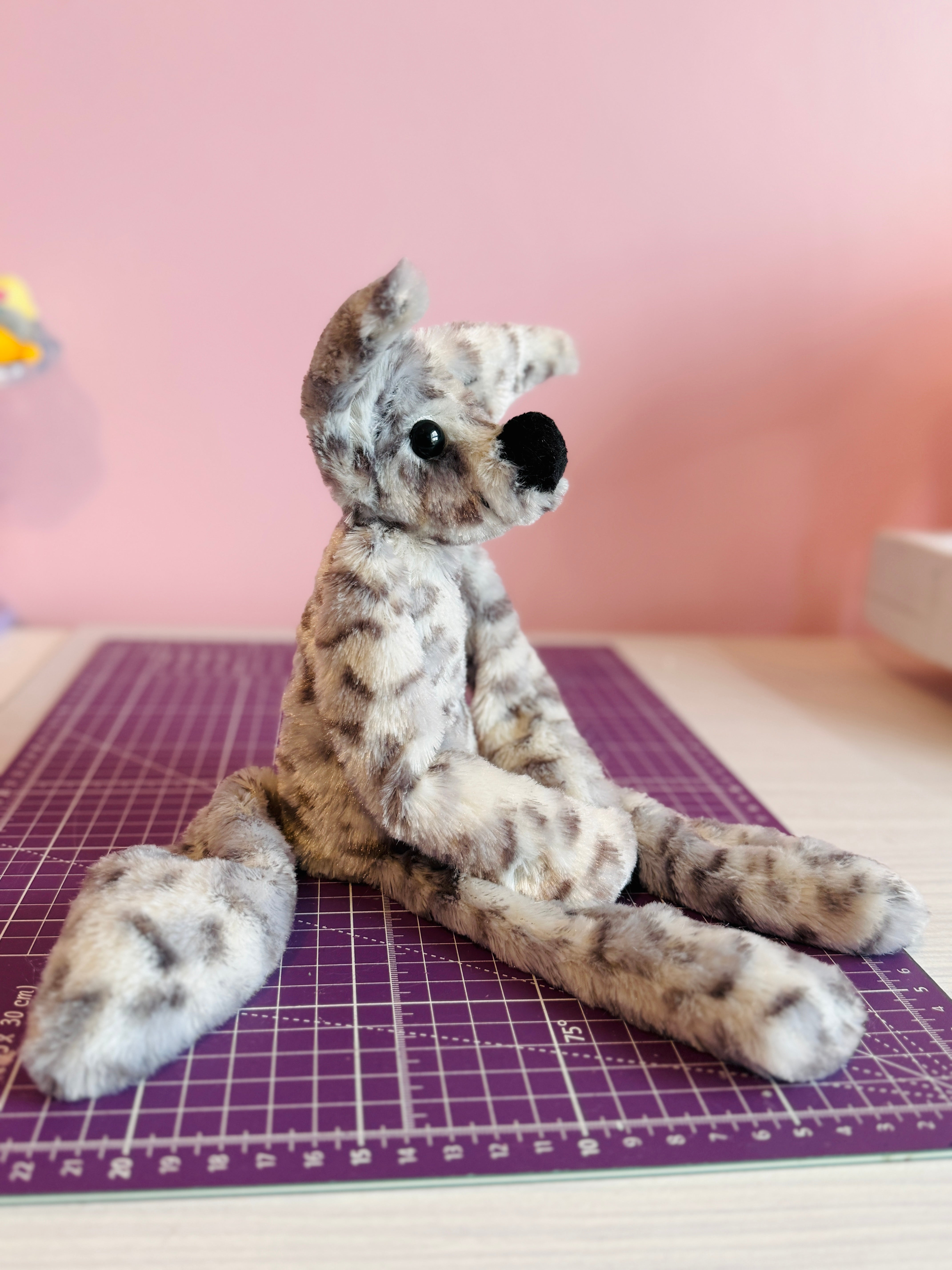 SNOW LEOPARD FOX (B) - Handmade Luxury Weighted Fox Doll – The