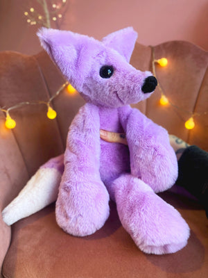 XL LAVENDER FOX - Handmade Luxury Weighted Plush Fluffy Fox Doll