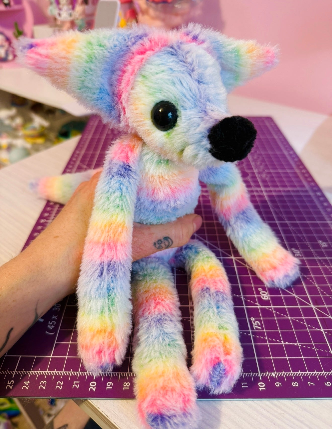 RAINBOW SHERBET FOX - Handmade Luxury Weighted Fox Doll