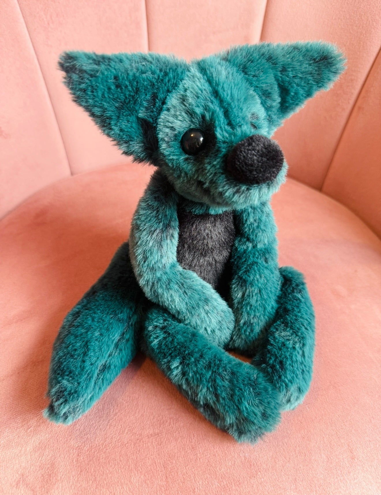 DARK FOREST FOX - Handmade Luxury Weighted Plush Fluffy Fox Doll