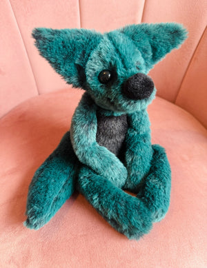 DARK FOREST FOX - Handmade Luxury Weighted Plush Fluffy Fox Doll