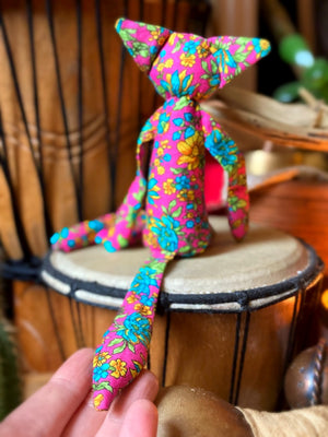 GARDEN PARTY FOX CUB (PINK) - Handmade Weighted Cotton Fox Doll