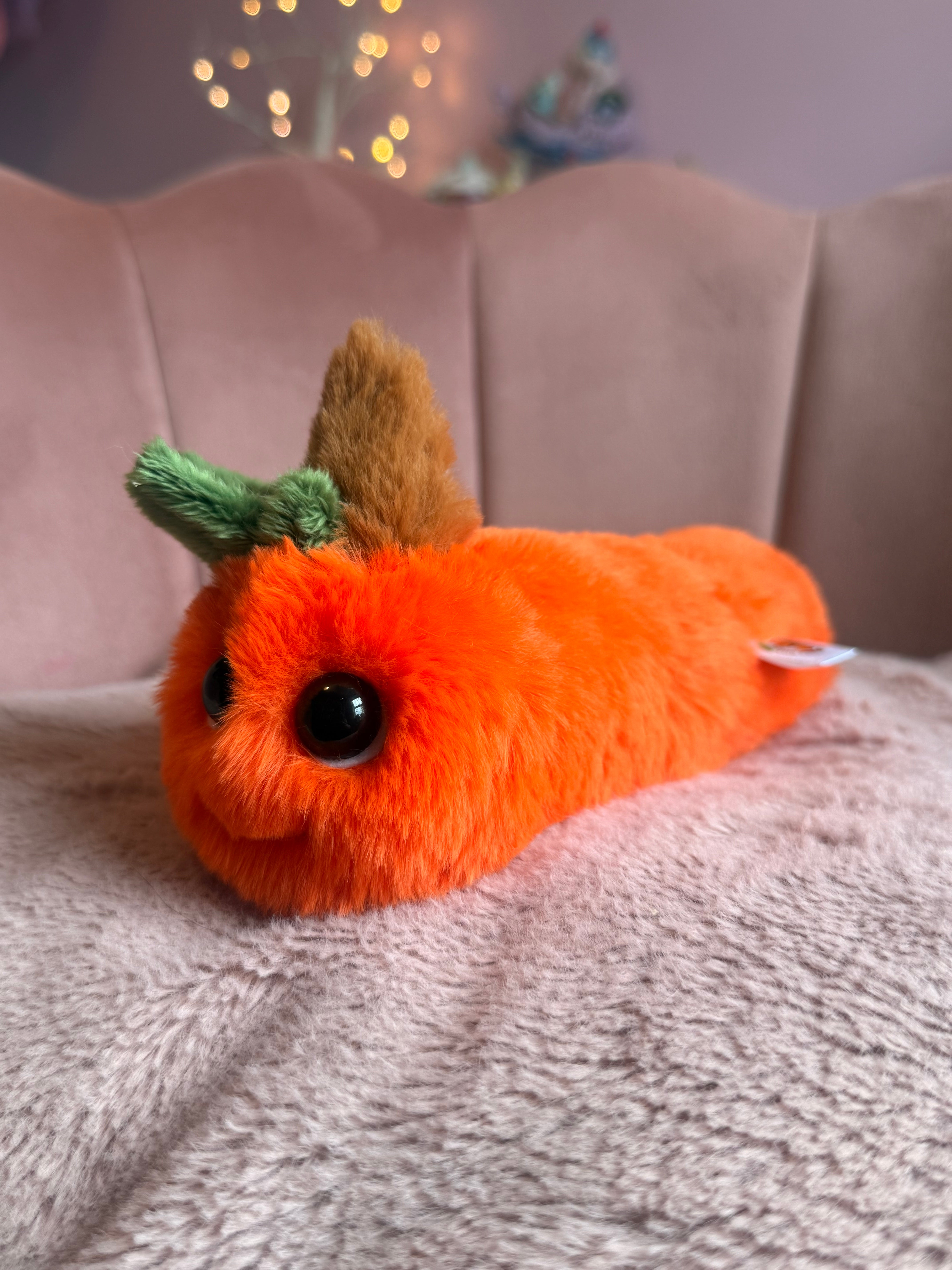 PUMPKIN PUDGEPUFF CATERPILLAR - Handmade Luxury Weighted Pudgepuff Doll