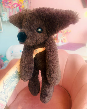 BIG CURLY CHOCOLATE FOX - Handmade Luxury Weighted Plush Doll
