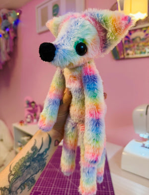 RAINBOW SHERBET FOX - Handmade Luxury Weighted Fox Doll