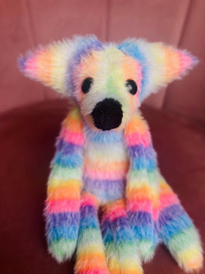RAINBOW SHERBET FOX (B) - Handmade Luxury Weighted Plush Fluffy Fox Doll