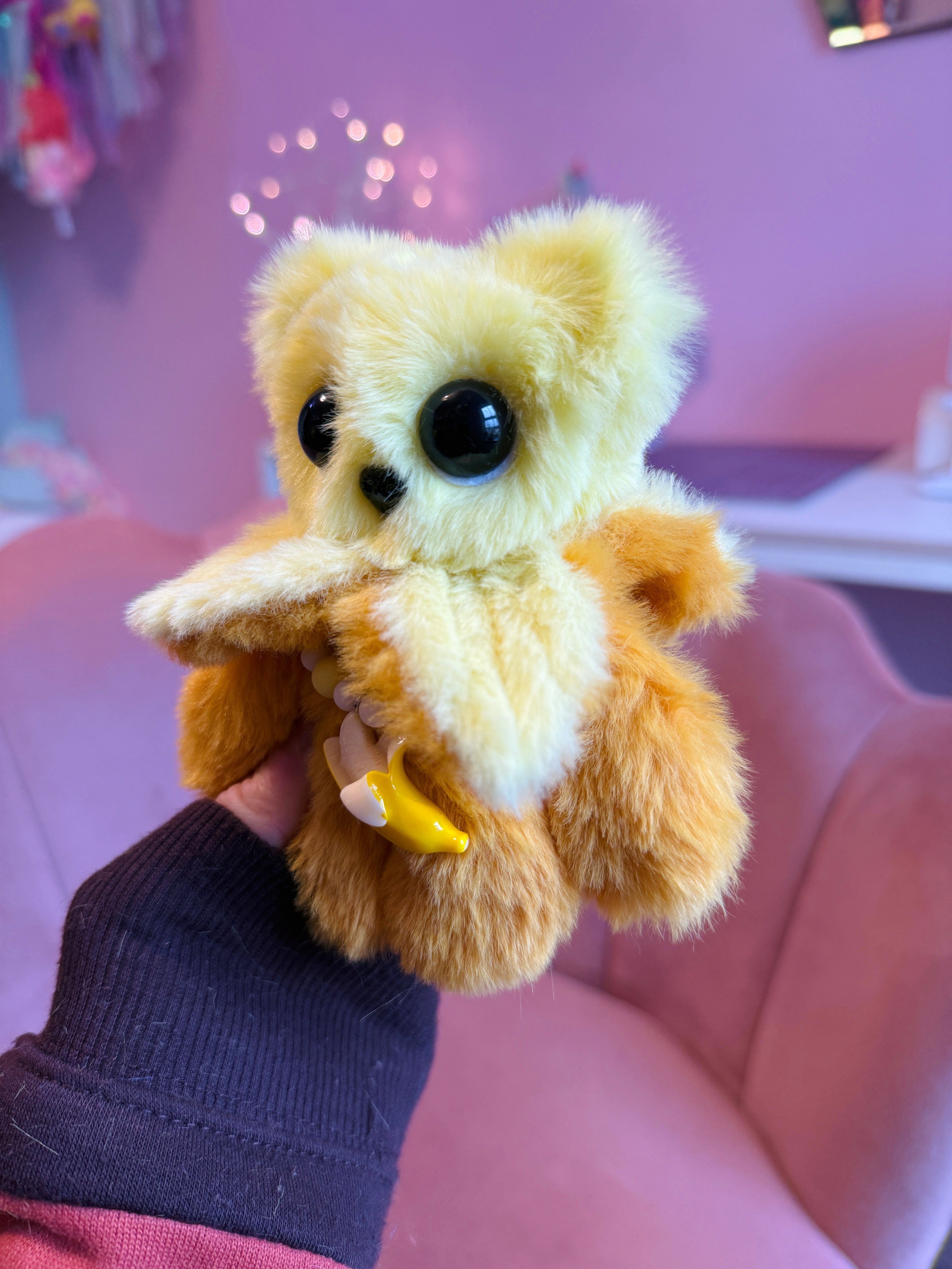 BANANA BEAR PALMPUFF - Handmade Mini Luxury Weighted Doll