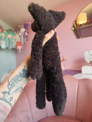 LARGE CURLY CHOCOLATE FOX (B) - Handmade Luxury Weighted Plush Doll