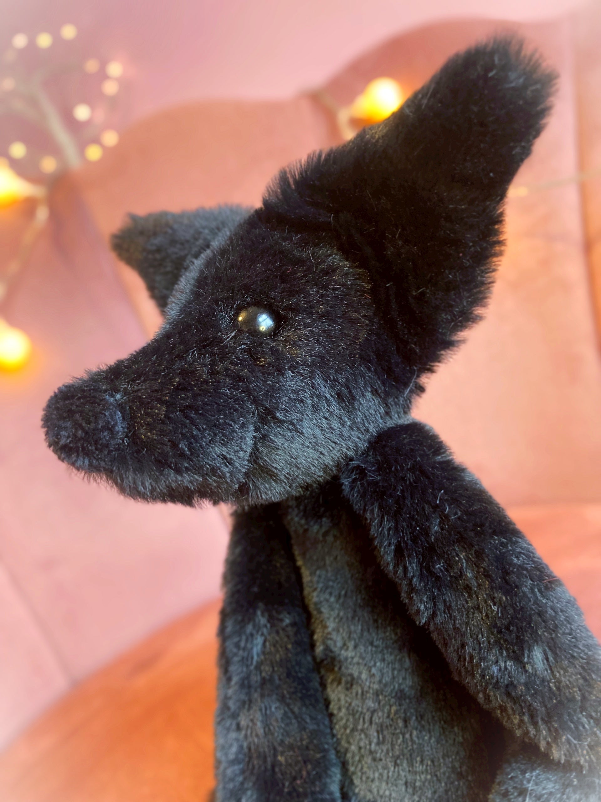 ONYX FOX - Handmade Luxury Weighted Plush Fluffy Fox Doll