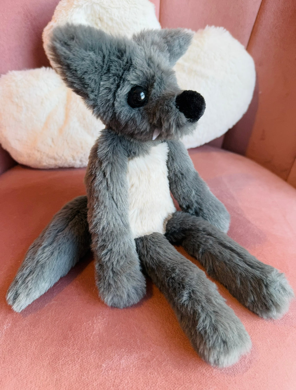 GREY WOLF (A) - Handmade Luxury Weighted Plush Fluffy Fox Doll