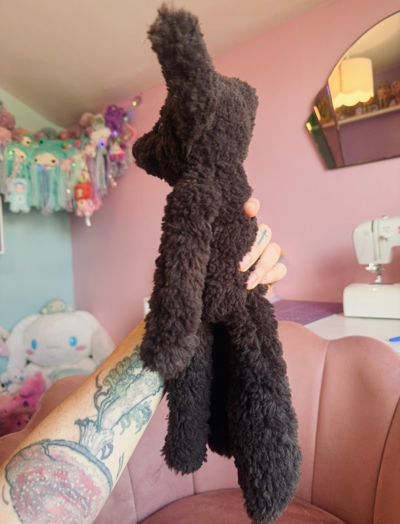 LARGE CURLY CHOCOLATE FOX (C) - Handmade Luxury Weighted Plush Doll