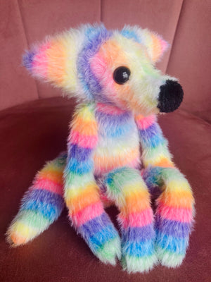 RAINBOW SHERBET FOX (B) - Handmade Luxury Weighted Plush Fluffy Fox Doll