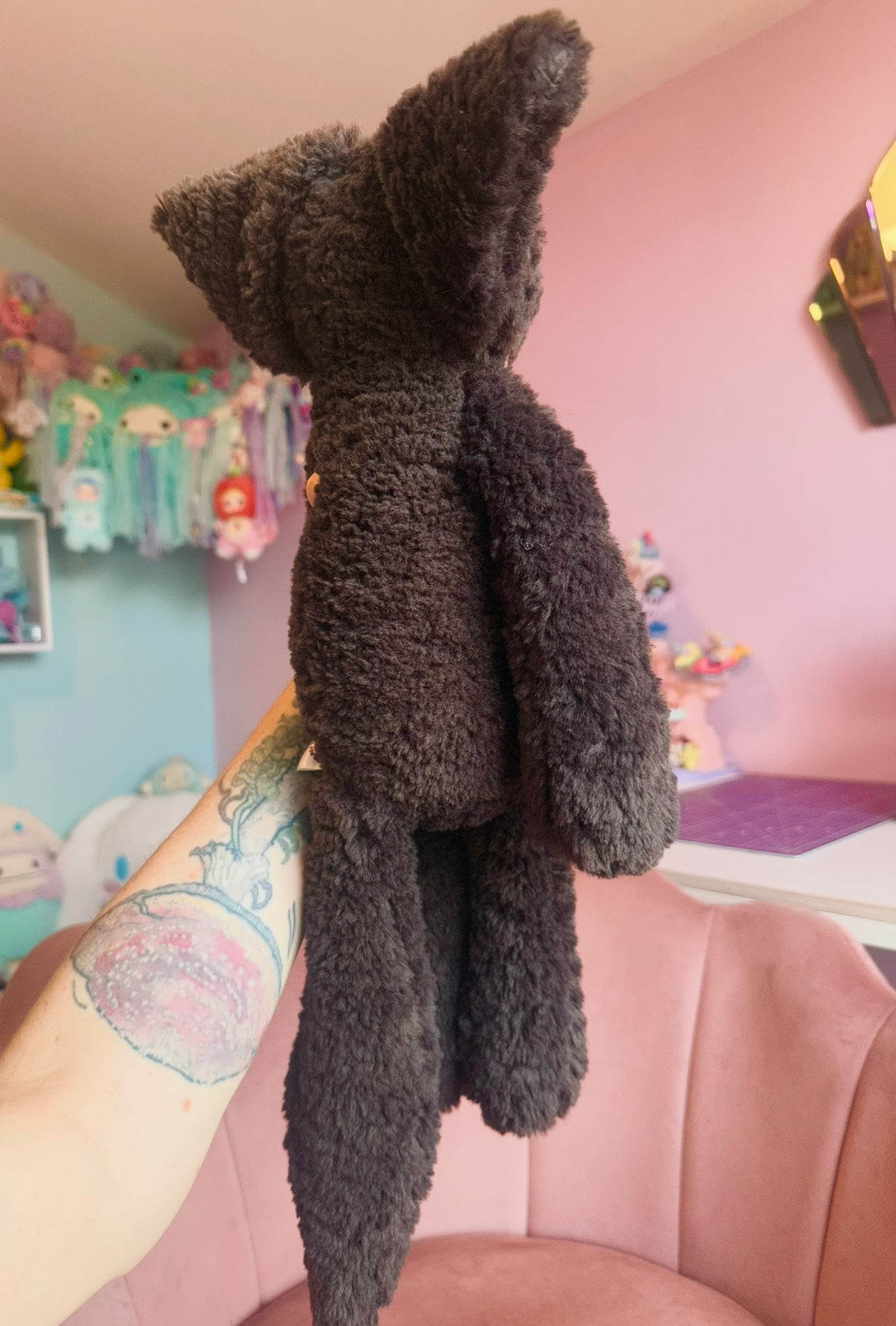 BIG CURLY CHOCOLATE FUDGE FOX - Handmade Luxury Weighted Plush Doll