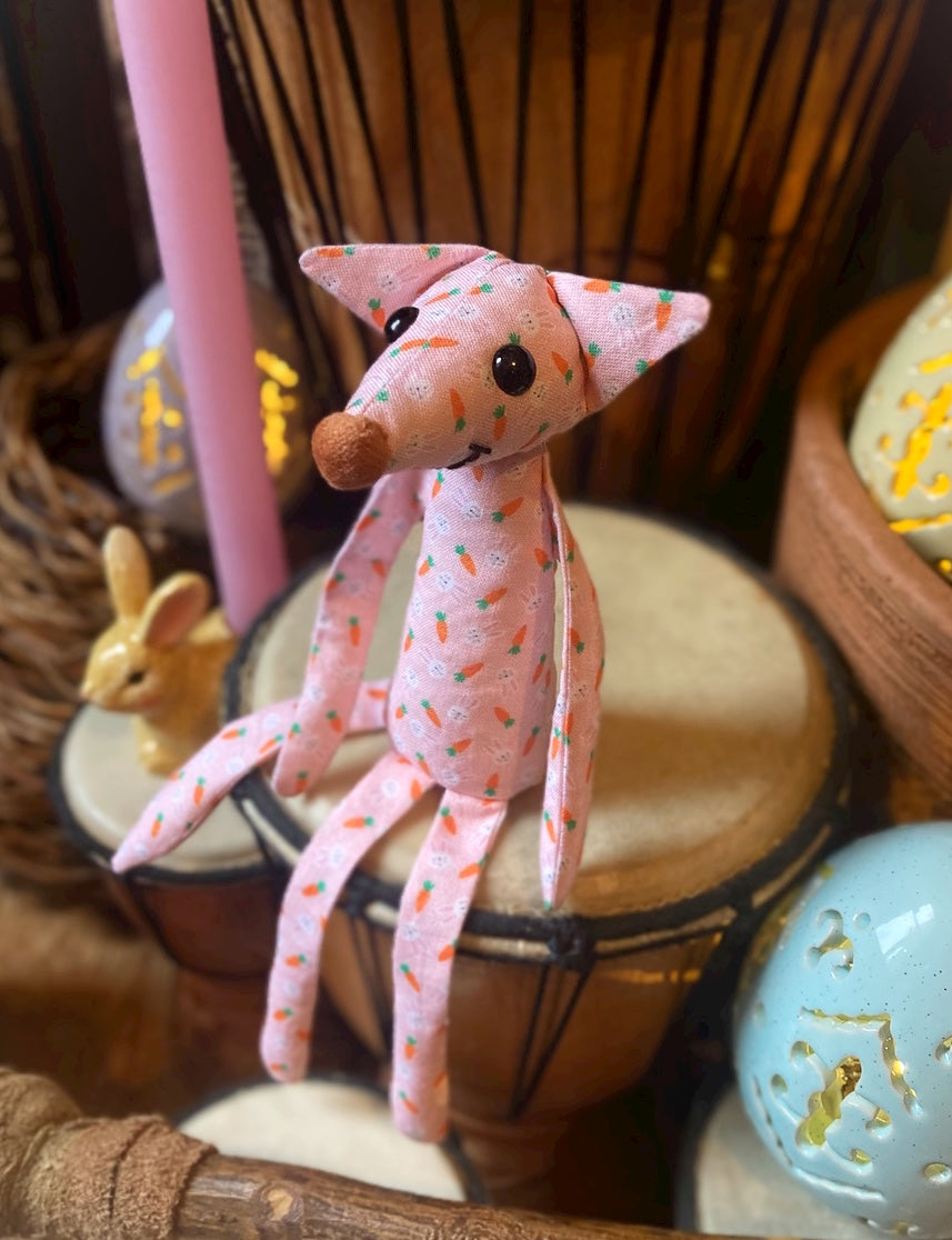 EASTER BUNNY FOX CUB - Handmade Weighted Cotton Fox Doll
