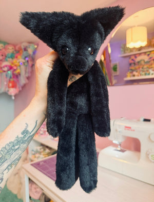 ONYX FOX - Handmade Luxury Weighted Plush Fluffy Fox Doll