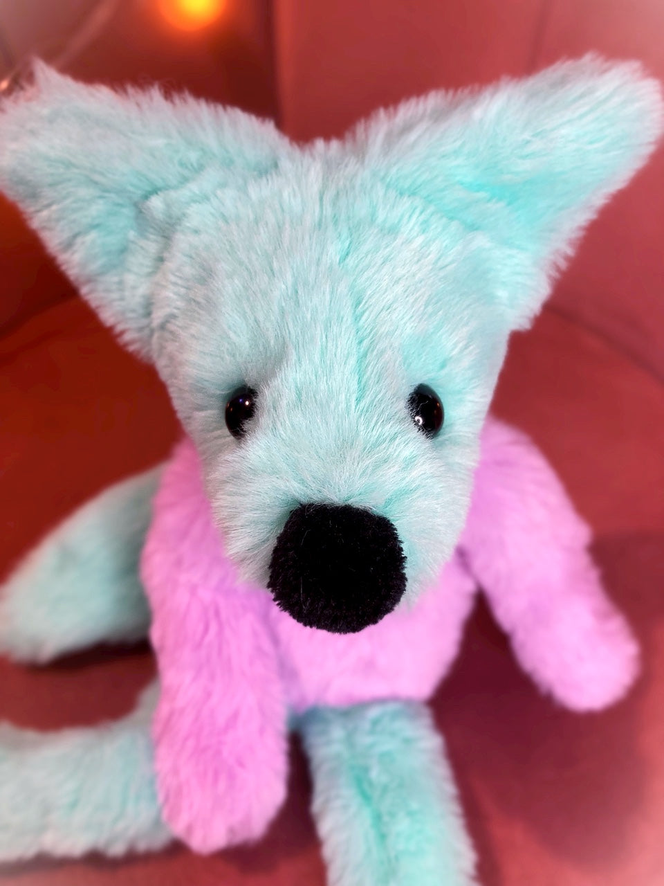 COSMIC COLOURBLOCK FOX (A) - Handmade Luxury Weighted Plush Fluffy Fox Doll