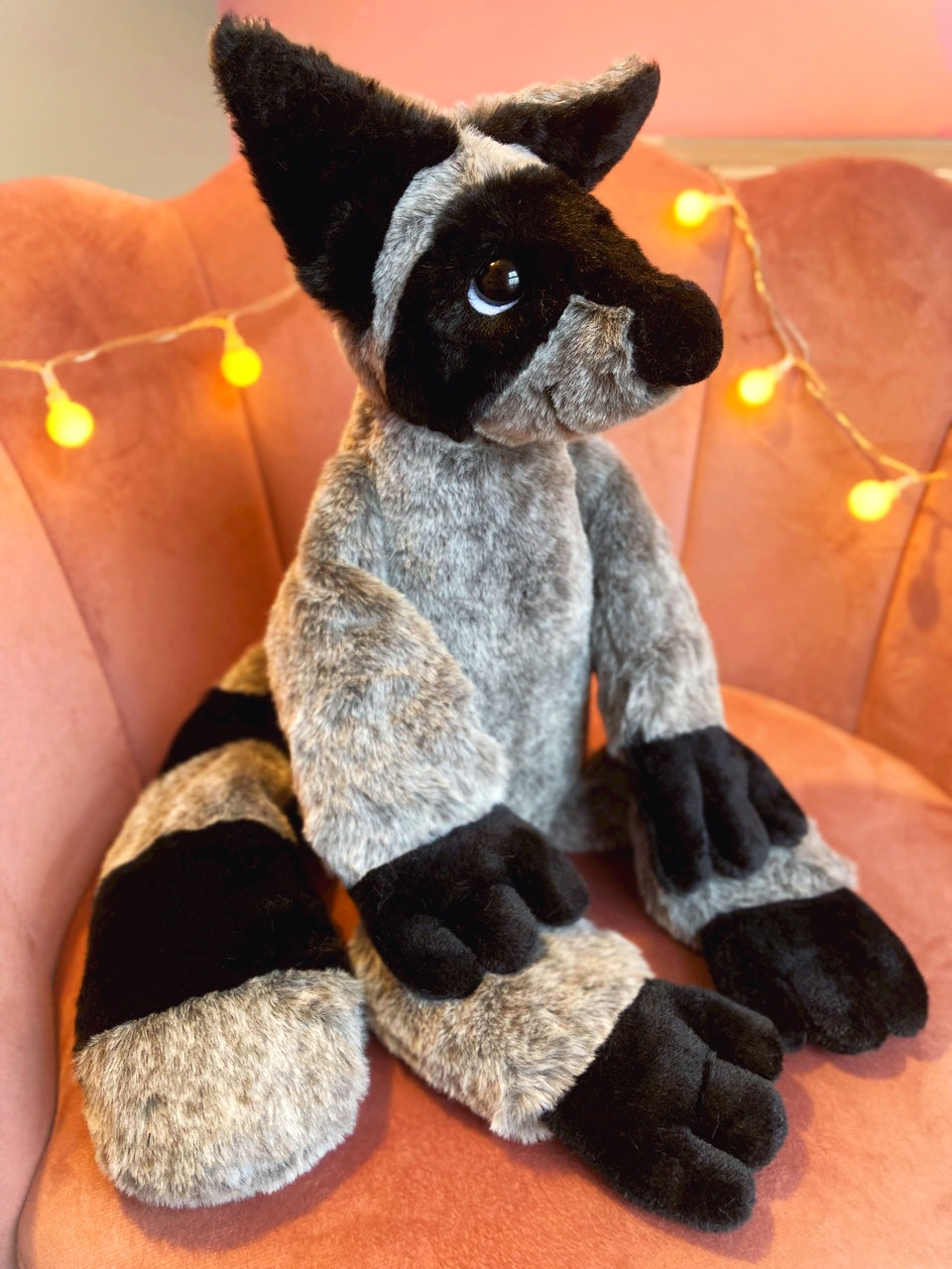 XL RACCOON FOX - Handmade Luxury Weighted Plush Fluffy Fox Doll
