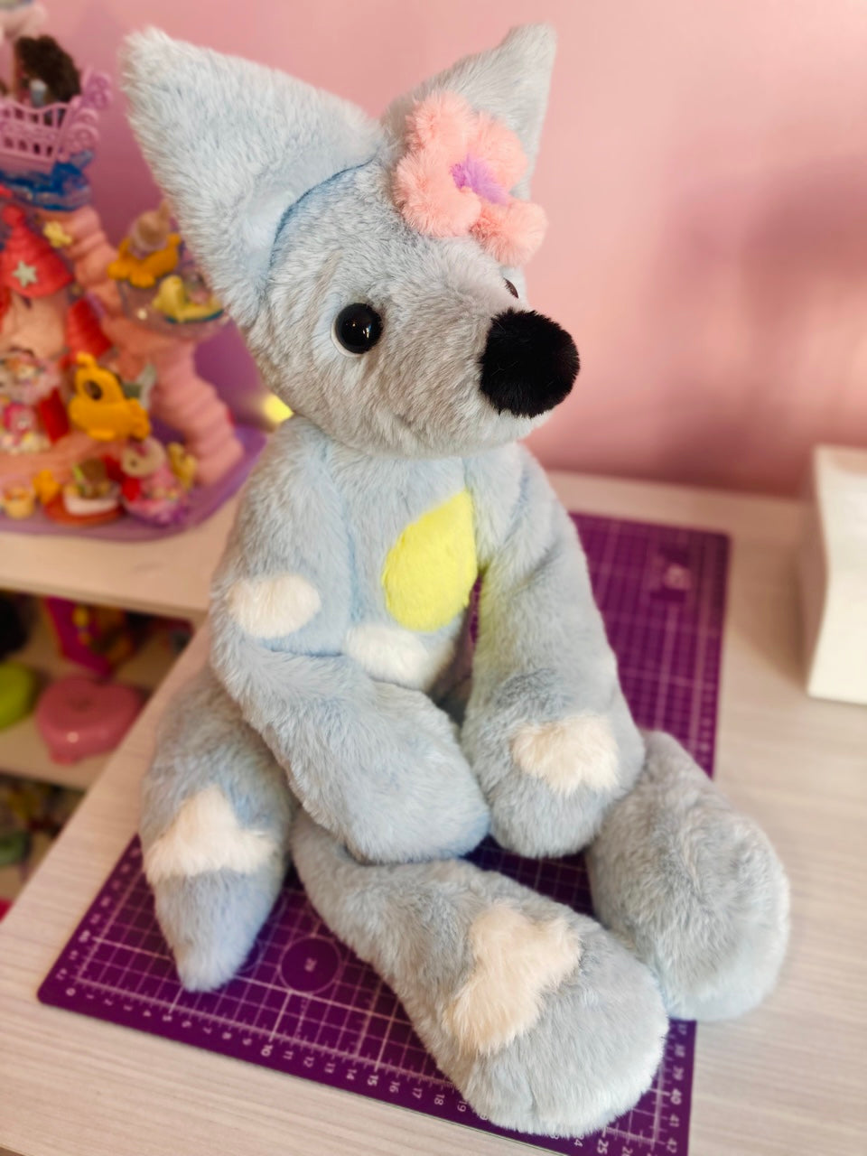 XL SPRING BLOOMS FOX - Handmade Luxury Weighted Plush Fluffy Fox Doll