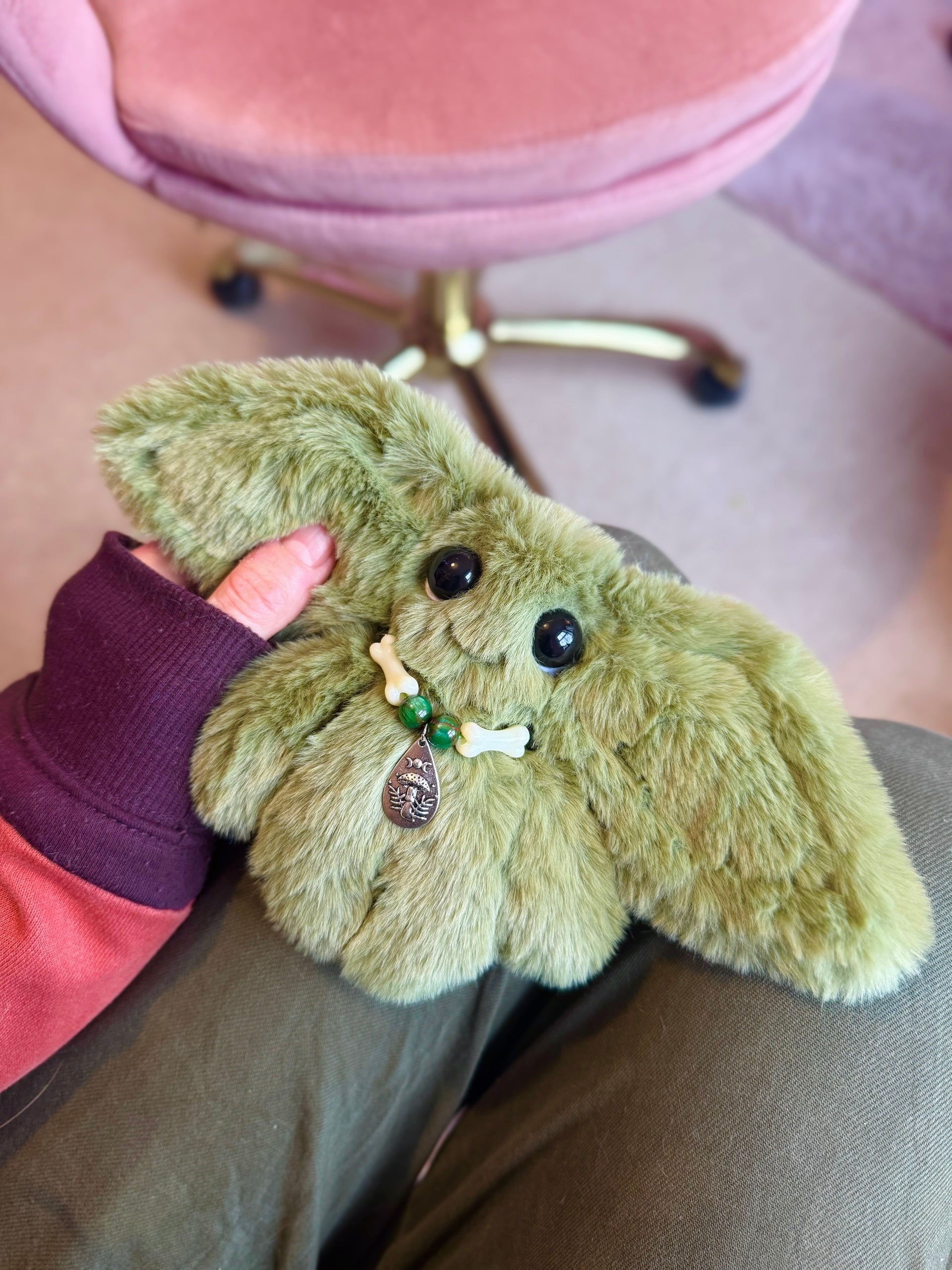 FOREST GOBLIN PALMPUFF (A) - Handmade Mini Luxury Weighted Doll