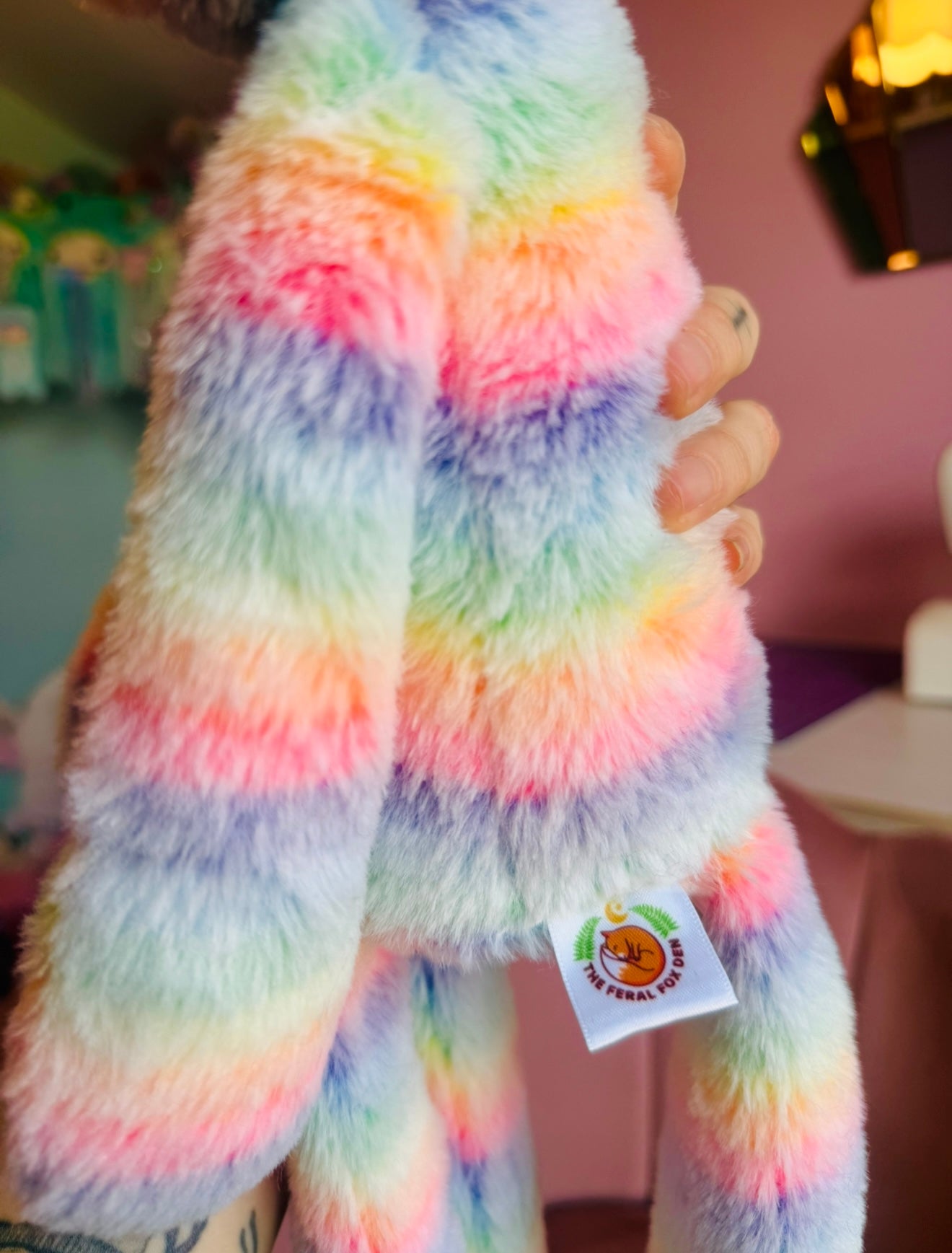 BIG RAINBOW SHERBET FOX - Handmade Luxury Weighted Fox Doll