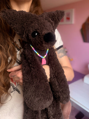 XL CURLY CHOCOLATE FOX - Handmade Luxury Weighted Plush Doll