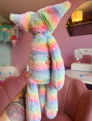BIG RAINBOW SHERBET FOX - Handmade Luxury Weighted Fox Doll