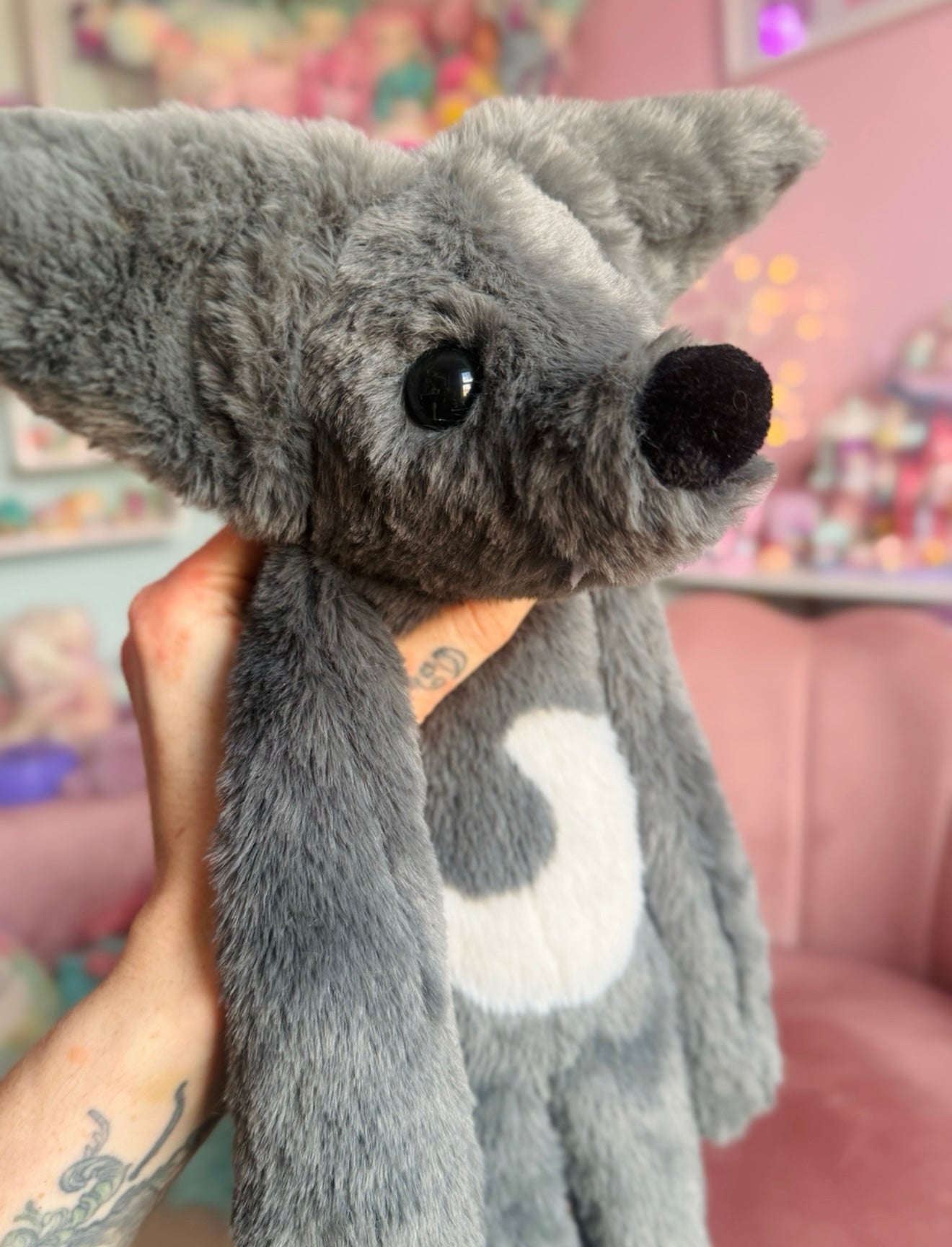 BIG GREY🌙WOLF - Handmade Luxury Weighted Plush Fluffy Fox Doll