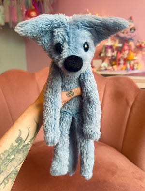 DUSKY BLUE FOX - Handmade Luxury Weighted Plush Fluffy Fox Doll