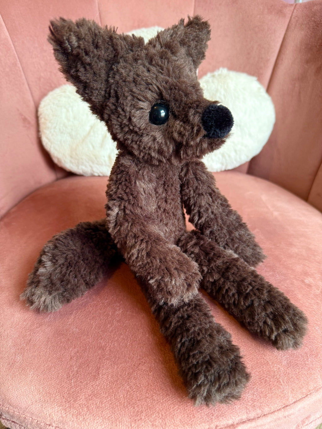CURLY CHOCOLATE FOX - Handmade Luxury Weighted Plush Doll
