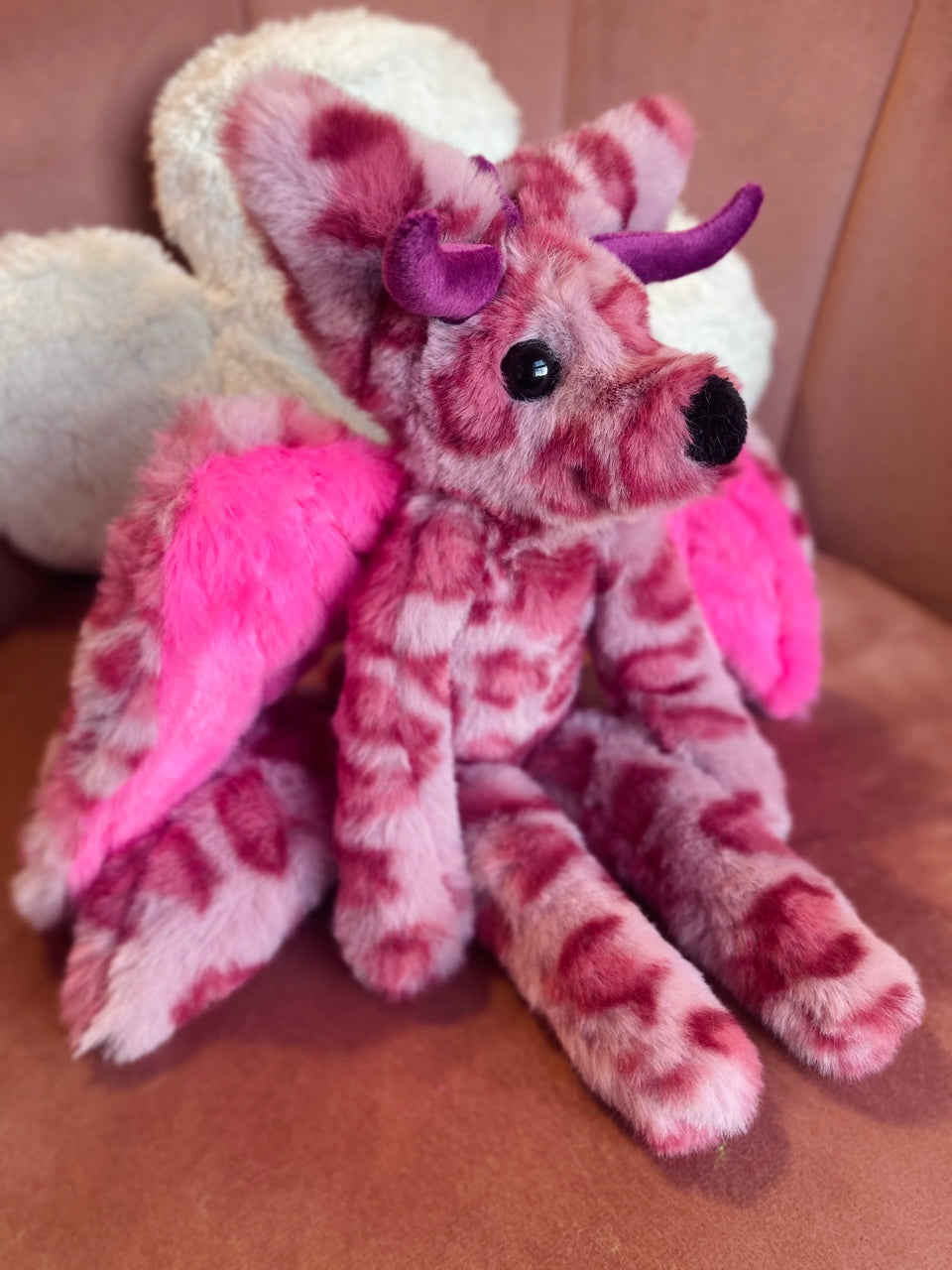 WILD PINK DRAGON FOX - Handmade Luxury Weighted Fox Doll