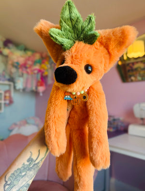LARGE PUMPKIN PATCH FOX - Handmade Luxury Weighted Plush Fluffy Fox Doll