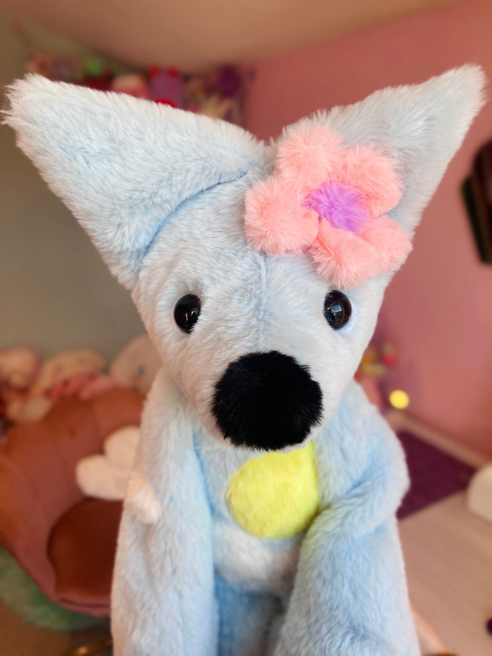 XL SPRING BLOOMS FOX - Handmade Luxury Weighted Plush Fluffy Fox Doll