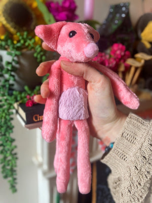 SOFT PINK FLUFFY BELLY FOX (C) - Handmade Weighted Plush Fox Doll
