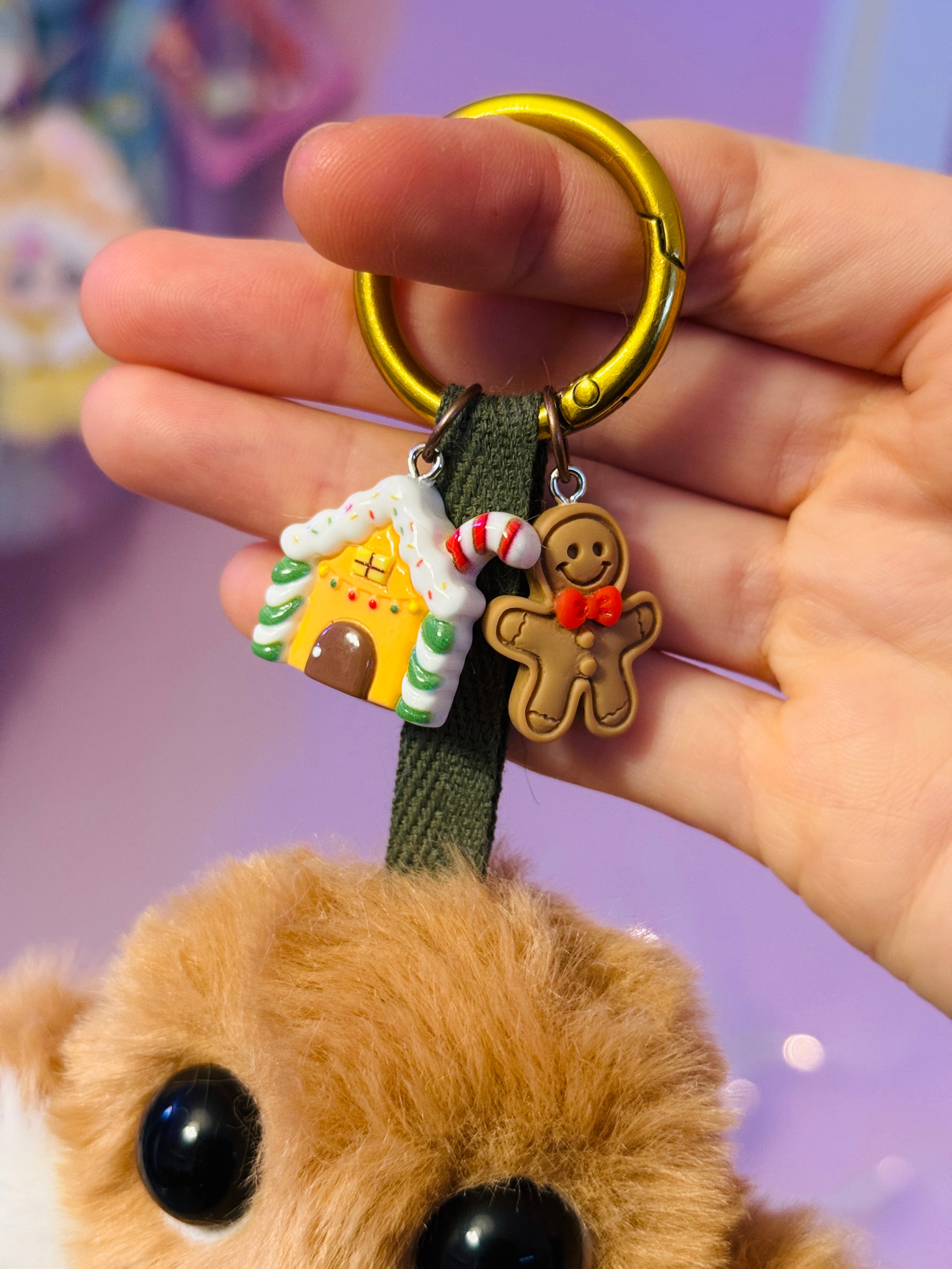 GINGERBREAD PALMPUFF PENDANT (C) - Handmade Mini Luxury Weighted Doll