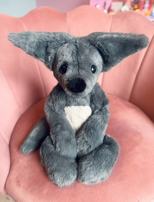 BIG GREY WOLF - Handmade Luxury Weighted Plush Fluffy Fox Doll