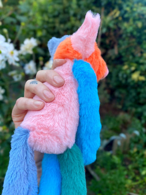 COLOUR BLOCK FOX - Handmade Luxury Weighted Plush Fluffy Fox Doll