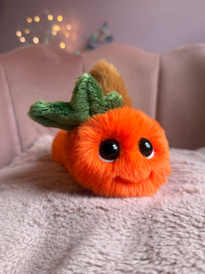 PUMPKIN PUDGEPUFF CATERPILLAR - Handmade Luxury Weighted Pudgepuff Doll