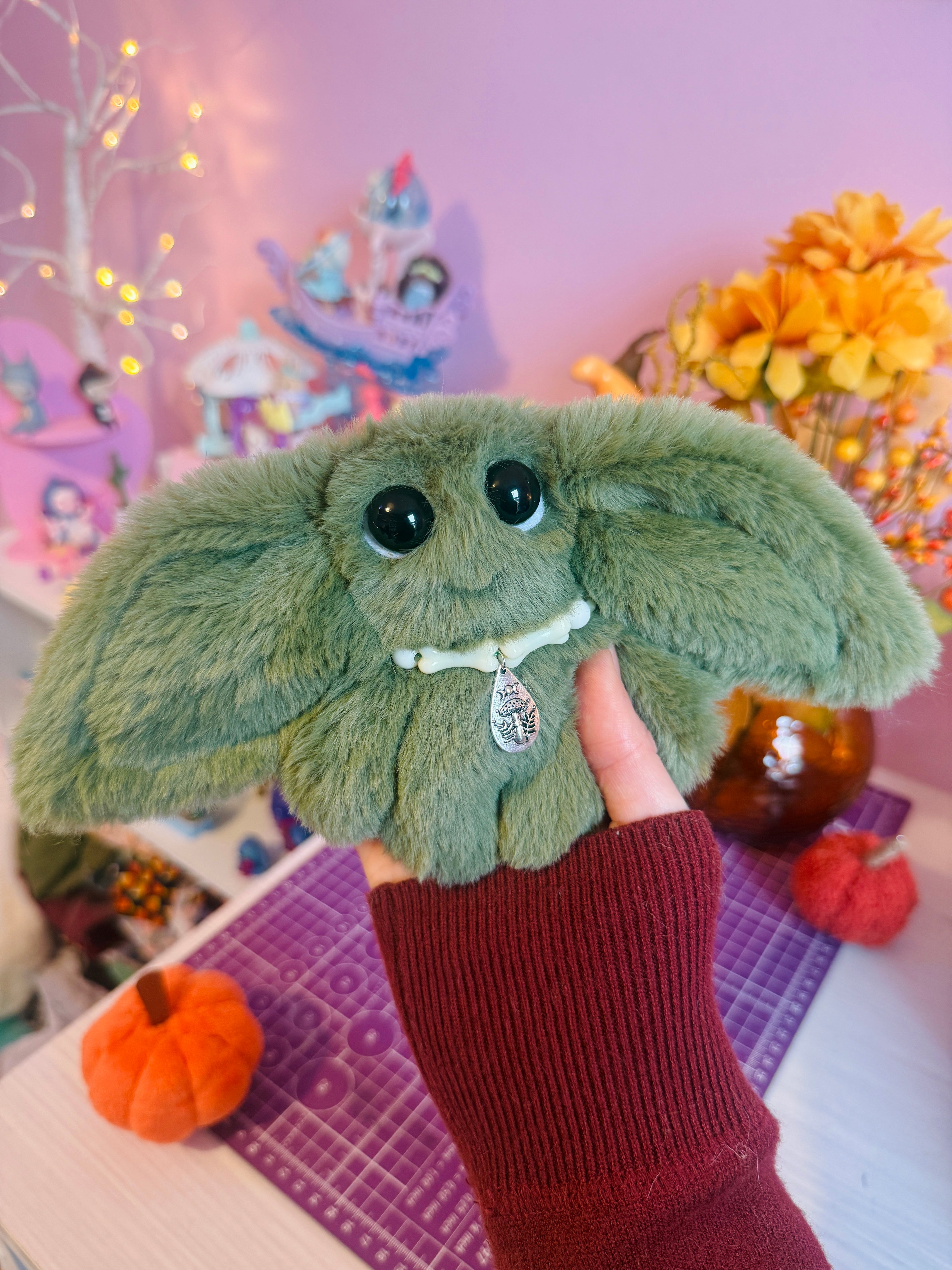 FOREST GOBLIN PALMPUFF (A) - Handmade Mini Luxury Weighted Doll