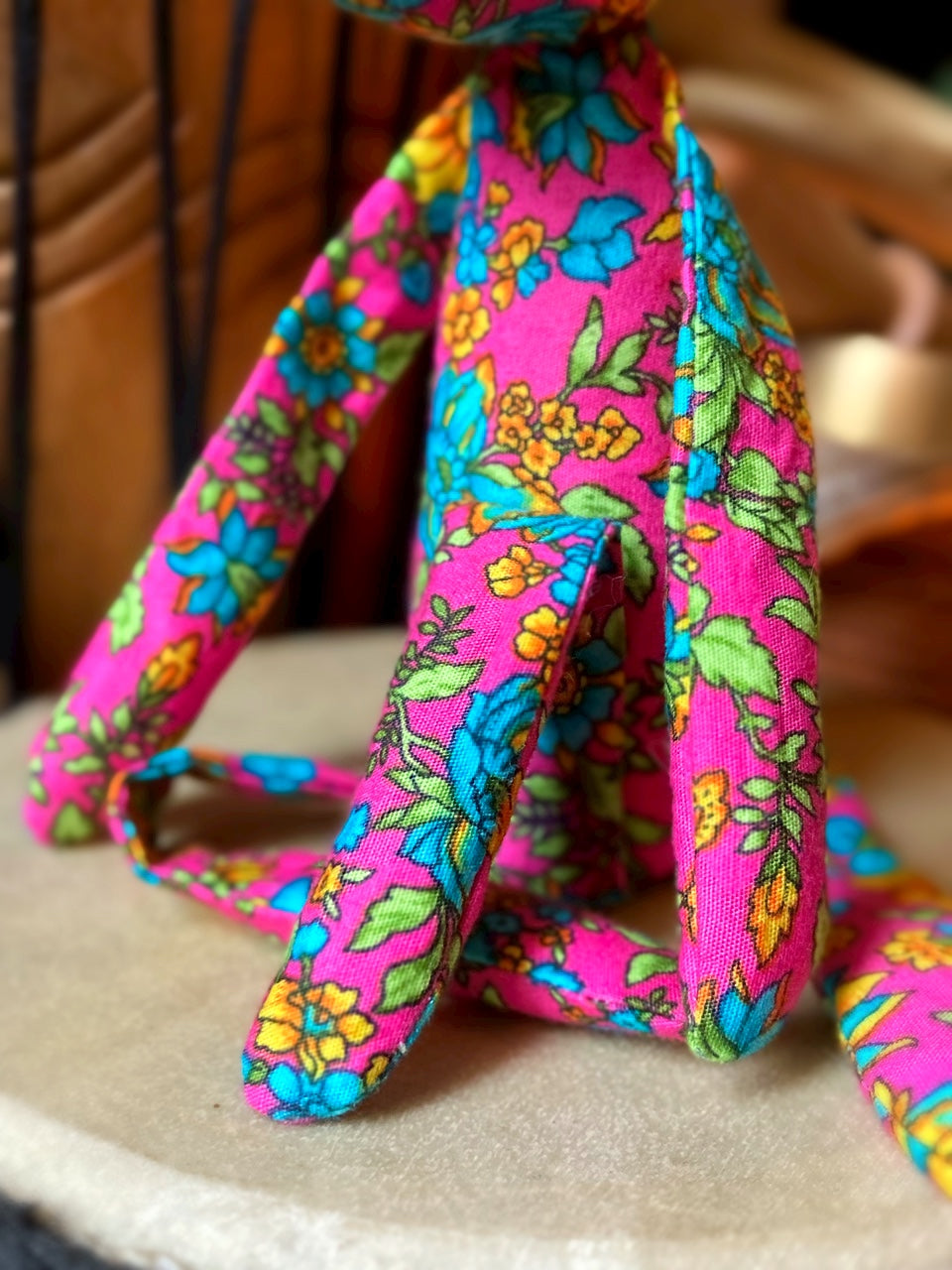 GARDEN PARTY FOX CUB (PINK) - Handmade Weighted Cotton Fox Doll