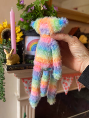 RAINBOW SHERBET FLUFFY FOX CUB (B) - Handmade Weighted Plush Fox Doll