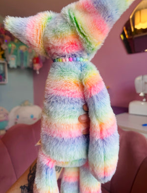 BIG RAINBOW SHERBET FOX - Handmade Luxury Weighted Fox Doll
