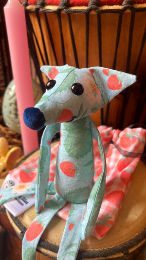 “STRAWBERRY SKIES” FOX CUB - Handmade Weighted Cotton Fox Doll (Please read description)