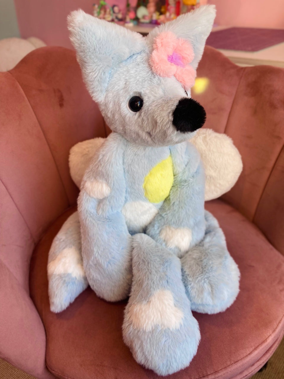 XL SPRING BLOOMS FOX - Handmade Luxury Weighted Plush Fluffy Fox Doll